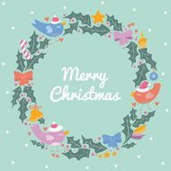 Christmas wreath with birds N2