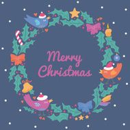 Christmas wreath with birds N3