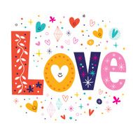 word Love retro typography lettering text