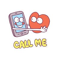 call me mobile phone heart cartoon characters