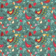 Flower hearts birds seamless N5