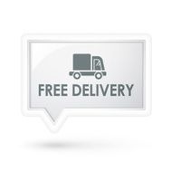 free delivery with truck icon on a speech bubble