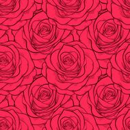 beautiful seamless pattern in roses with contours N2