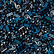 Vector colorful dotted music seamless pattern with musical notes N2