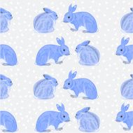 Seamless texture rabbits and snow vector