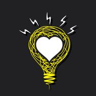 creative white heart on sketch bulb design