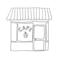 vector illustrated cute street cafe N2