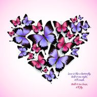Colorful butterflies heart shape pattern