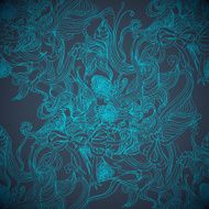 Magic blue hand drawing seamless background N2