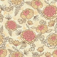 Vintage brown pink flowers seamless pattern background N2