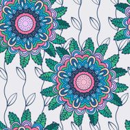 Vector seamless hand-drawn pattern with flowers and leaves N18