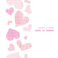 Pink textile hearts vertical frame seamless pattern background