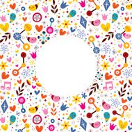 nature love harmony hearts flowers fun cartoon circle frame background