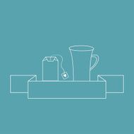 Contour teabag and teacup Tea set in flat design style