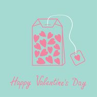 Teabag with hearts Love card Blue and pink