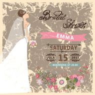 Retro Bridal shower invitation Bride in long dress