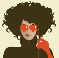 Woman with heart shaped sunglasses