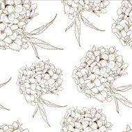 Monochrome Seamless Background with Hydrangea N3