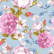 Floral Seamless Vintage Background with Roses N2