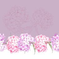 Beautiful Pink Hydrangea Seamless Floral Border N2