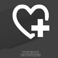 Heart Flat modern web button with long shadow and space N4