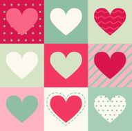 Seamless pattern with hearts on squares N2