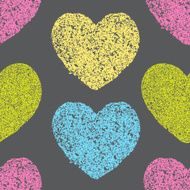 heart drawing on the pavement seamless pattern with hearts