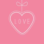Hanging pink heart with bow Love card