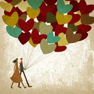 valentine love retro vintage couple balloon heart
