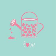 Love watering can with hearts inside Pink and blue Card