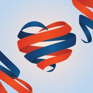 Vector red and blue crossed ribbon heart