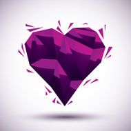 Violet heart geometric icon made in 3d modern style N3
