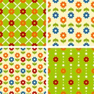 Vector seamless tiling patterns - romantic flowers N4