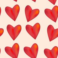 Red three-dimensional heart 3d pink background seamless pattern