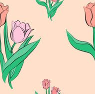 Vector Seamless pattern with tulip flowers