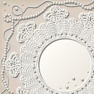 crochet doily with pearl necklace