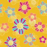 Striped Fantastic flowers with spiral middle Seamless vector pattern
