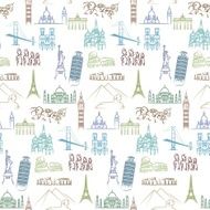 Landmarks seamless pattern