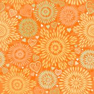 Seamless pattern with colorful flowers and hearts N2