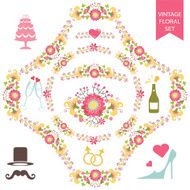 Holiday set collection Cute floral wreath vignettes wedding icon N2