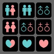 Various kinds of relationships icons set