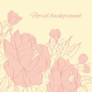 Floral background with hand drawn peonies