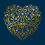 Flourish ornamental heart in gold and silver (Invitation card)