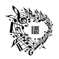I love music concept black and white design