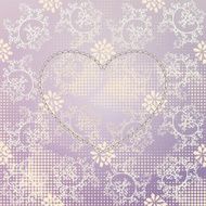 Valentine&#039;s day card on lilac vintage pattern N2