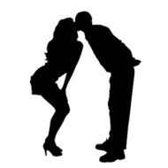 Vector silhouette of man with a sexy woman N2