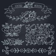 Set of floral elements for a wedding or birthday