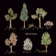 Collection of stylized trees