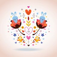 flowers bunnies hearts &amp; birds