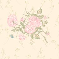 Vector floral greeting card with blossom roses N15